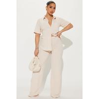 Makenzie Short Sleeve Pant Set - Oatmeal