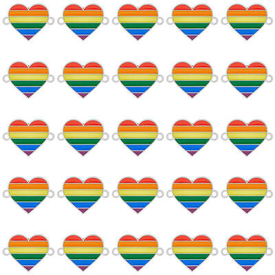 30Pcs Rainbow Color Alloy Enamel Connector Charms