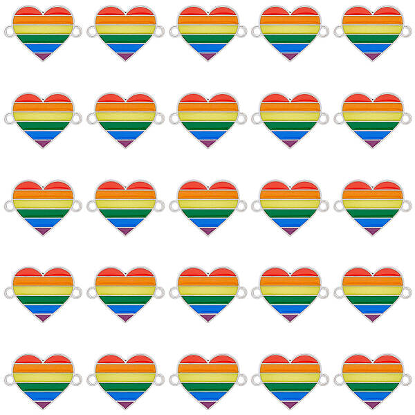 30Pcs Rainbow Color Alloy Enamel Connector Charms