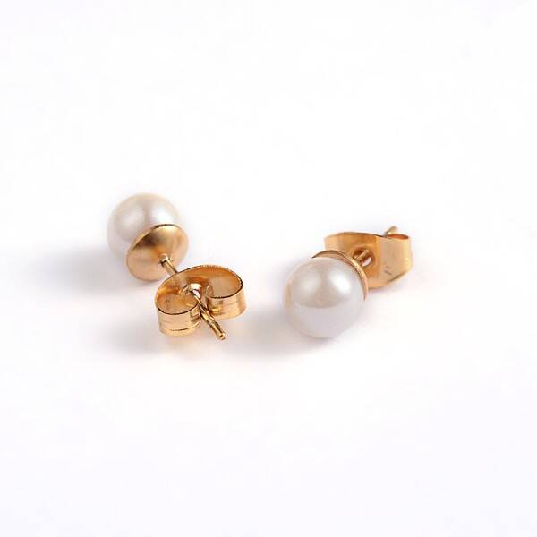 304 Stainless Steel Acrylic Bead Ball Ear Stud