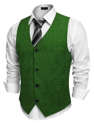 Waistcoat Business Vests (US Only), Green / L