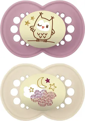 MAM Original Night 6 months+ baby girl pacifier 2 pieces