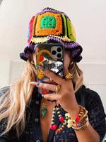 Colorblock Letter Print Knit Hat, Street Style Bucket Hat for Women & Men, Fashion Accessories for Party, Pride 2025, LGBTQ,...