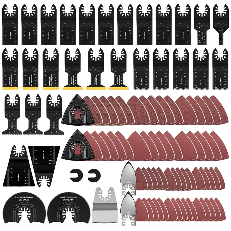 Multifunctional Woodworking Blade Set,  Oscillating Saw Blades Set for Power Tools, Portable Adaptable Double Blade with...