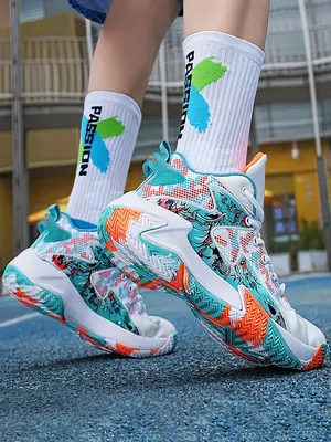 Colorblock High Top Mens Sneakers for Men, Boy Summer Sports Shoes, Casual Comfortable Breathable Non-slip Sneakers, Running ...