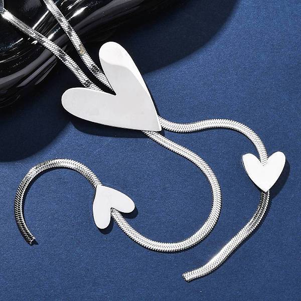 304 Stainless Steel Heart Y Necklaces