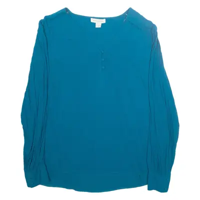 MONSOON Womens Blouse Blue V-Neck Long Sleeve Viscose UK 12