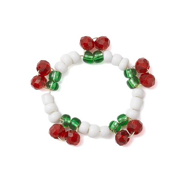 Cherry Glass Beads Finger Rings