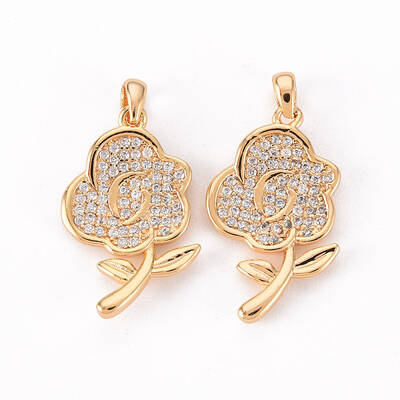 Brass Micro Pave Clear Cubic Zirconia Pendants