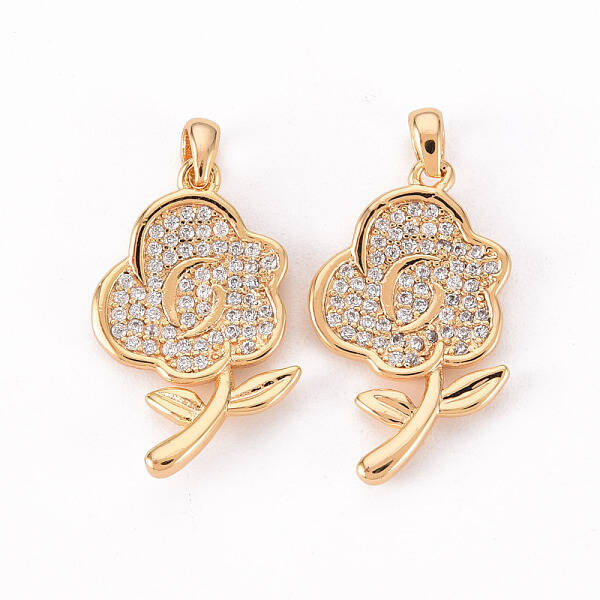 Brass Micro Pave Clear Cubic Zirconia Pendants