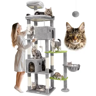 CT84F Tall Cat Tree 83 Inch For Large Adult Cats With Nine Scratching Posts