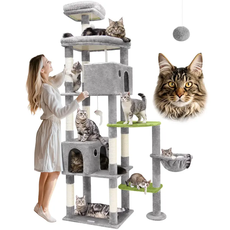CT84F Tall Cat Tree 83 Inch For Large Adult Cats With Nine Scratching Posts