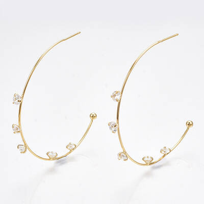Brass Cubic Zirconia Stud Earrings