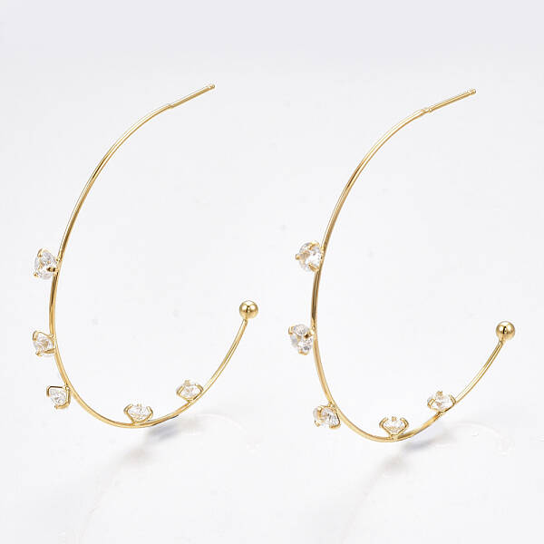 Brass Cubic Zirconia Stud Earrings