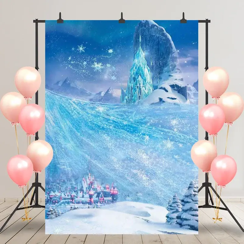 Princess Ice Kingdom Crystal Town Party Backdrop - Aperturee