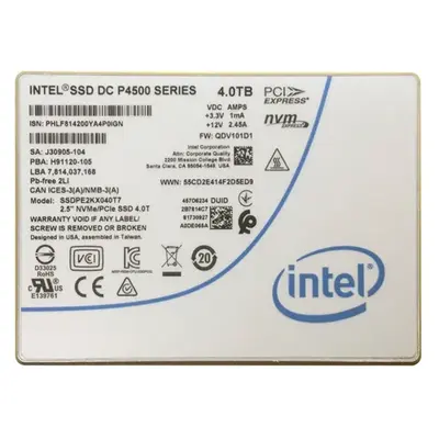 Intel SSDPE2KX040T7 | DC P4500 4TB Triple-Level-Cell PCI Express NVMe 3.1 x4 2.5-Inch Solid State Drive