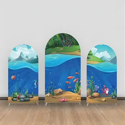 Sea Land Animlas Greenery Clould Arch Backdrop Kit - Aperturee