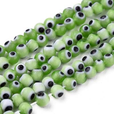 Handmade Evil Eye Lampwork Round Bead Strands