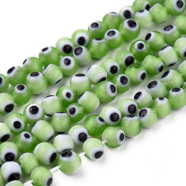 Handmade Evil Eye Lampwork Round Bead Strands