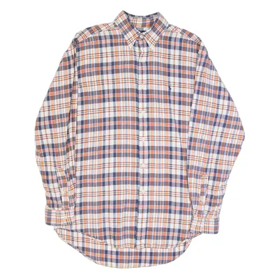 RALPH LAUREN Mens Shirt Orange 90s Plaid Long Sleeve M