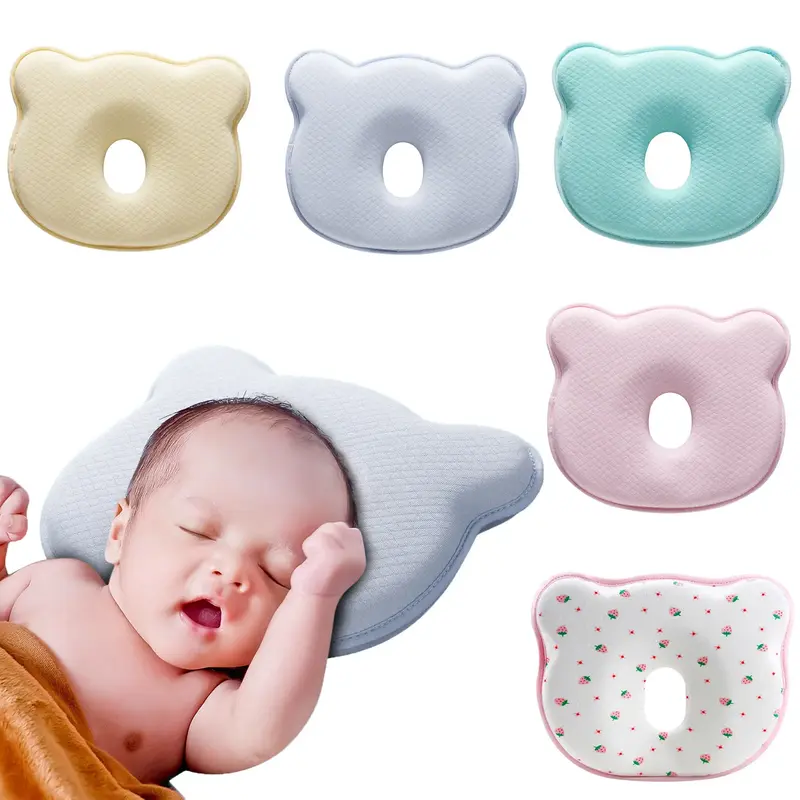 Unisex Memory Foam Portable Baby Pillow Hypoallergenic Prevent Flat Head Neck Support for Infant Sleeping Soft and Cozy Breat...