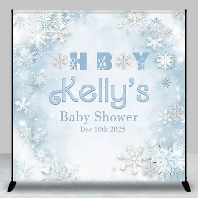 Aperturee Snowflake Oh Boy Custom Name Baby Shower Backdrop - Aperturee