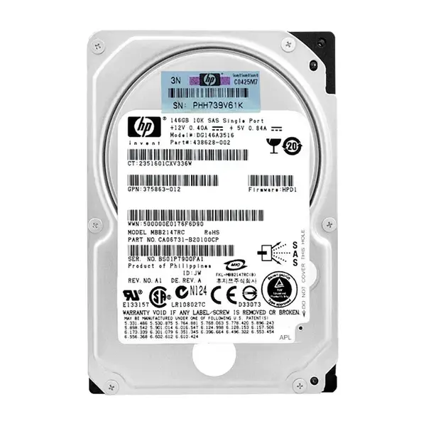 438628-002 HP 146GB 3Gb/s SAS 10000 2.5-inch Hard Drive
