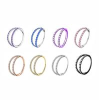 Oufer 20G Hinged Segment 5A Grade CZ Double Nose Ring Nose Piercings - 316L Stainless Steel