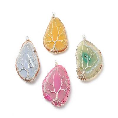 Natural Agate Slices Big Pendants