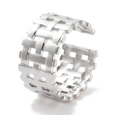 Non-Tarnish 304 Stainless Steel Net Open Cuff Rings