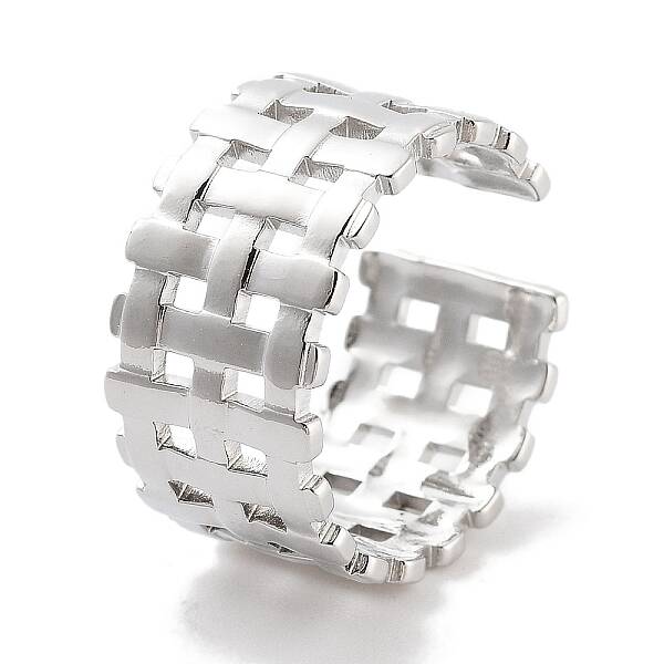 Non-Tarnish 304 Stainless Steel Net Open Cuff Rings