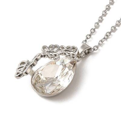 Brass Glass Pendant Necklaes