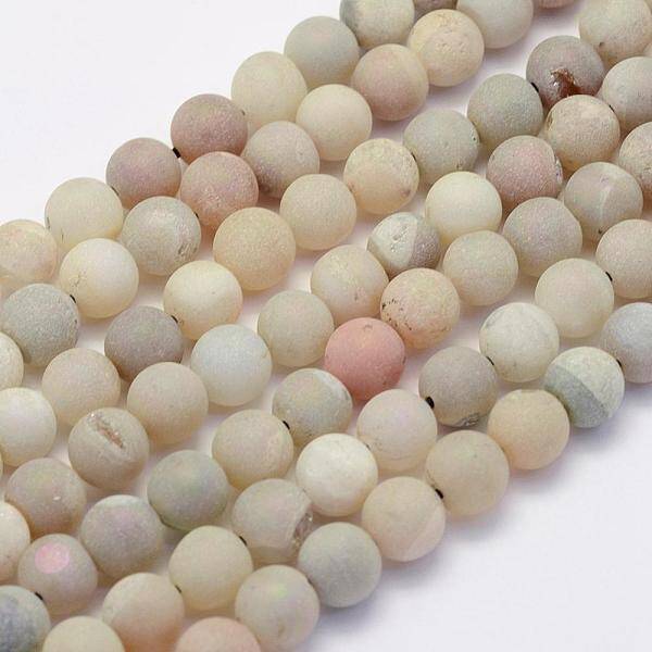 Electroplate Natural Druzy Agate Beads Strands