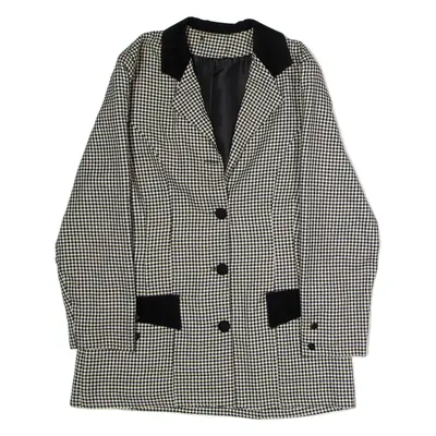 Womens Blazer Jacket Black 90s Check L