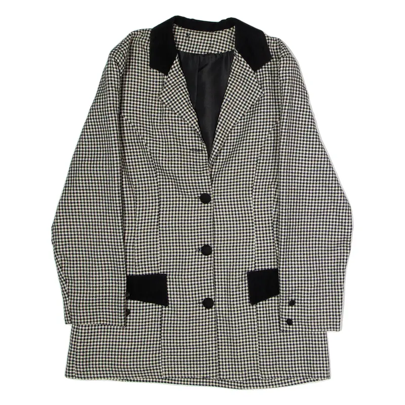 Womens Blazer Jacket Black 90s Check L