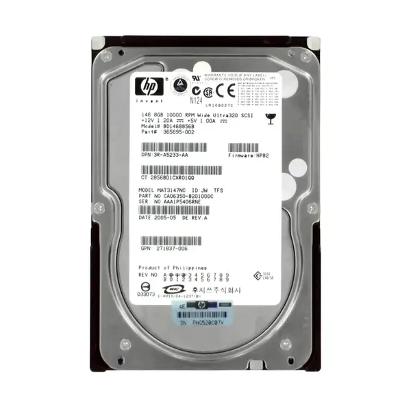 365695-002 HP 146GB Ultra-320 SCSI 10000 3.5-inch Hard Drive