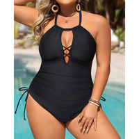 Aqua Eve Plus Size Swimsuits One Piece Bathing Suit for Women Tummy Control Sexy Halter Swimwear