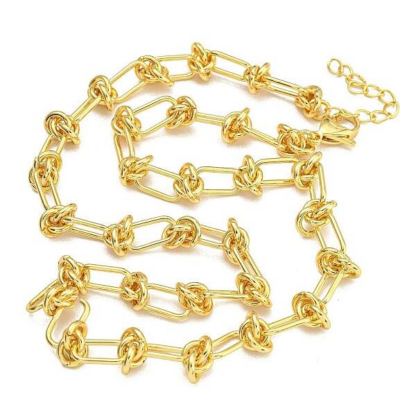 Rack Plating Brass Knot Link Chain Necklaces for Women