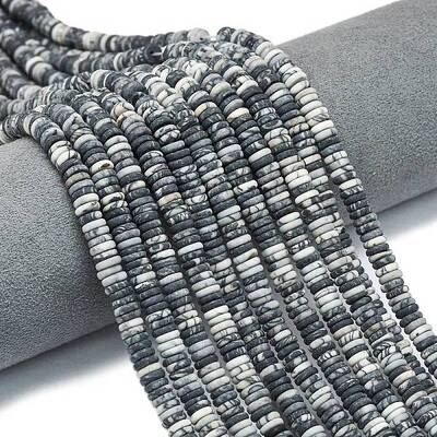 Frosted Natural Black Netstone Beads Strands