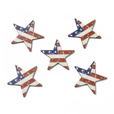 American Flag Theme Single Face Printed Aspen Wood Pendants