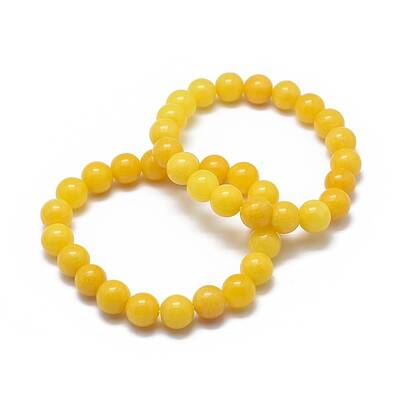 Natural Yellow Jade Bead Stretch Bracelets