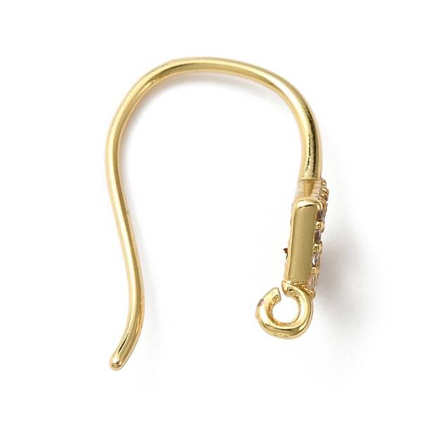 Brass Micro Pave Clear Cubic Zirconia Earring Hooks