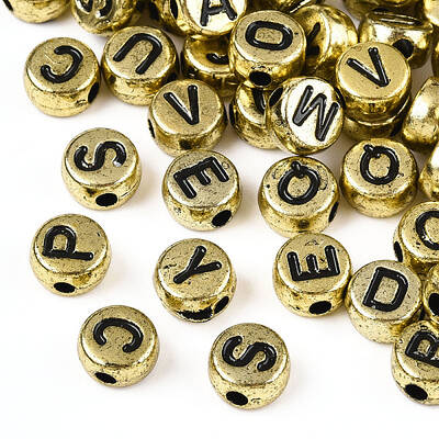 Plated Acrylic Horizontal Hole Letter Beads