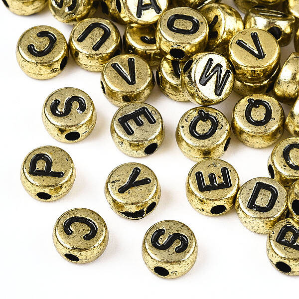 Plated Acrylic Horizontal Hole Letter Beads