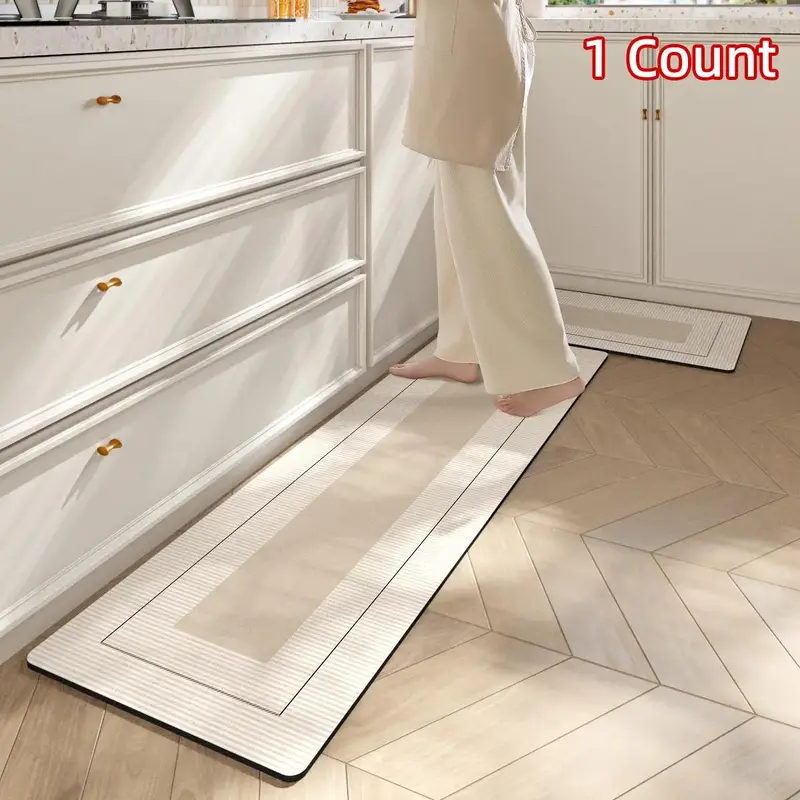 Kitchen Decorative Carpet, 1 Count Water Absorbent Soft Floor Rug, Anti-slip Indoor Mat for Living Room Bedroom Washroom