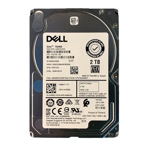 VR92X Dell 2TB 6Gb/s SATA 7200 2.5-Inch Hard Drive