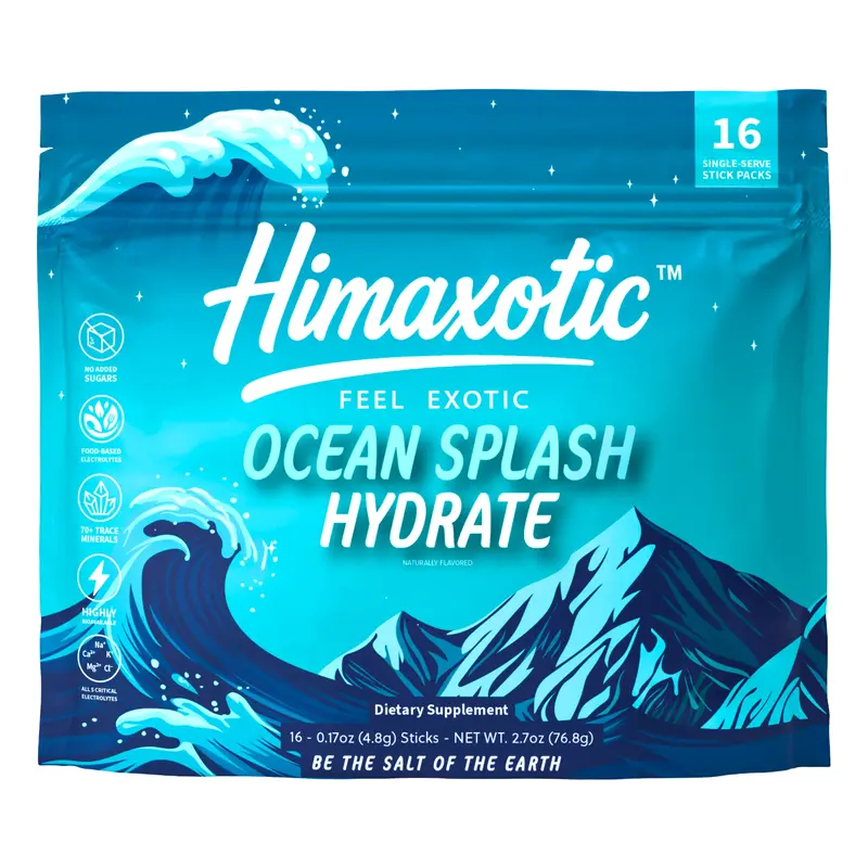 Himaxotic Ocean Splash Drink - All Natural Ingredients - No Sugar - 16 Single Serve Sticks - Real Food Nutrients - Caffeine S...