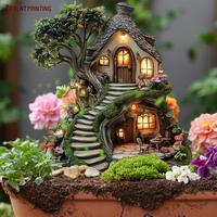 Fairy Tree House Design Garden Decoration, 2D Acrylic Yard Art Garden Accessories, Enchanted Garden Decor for Anniversaries &...