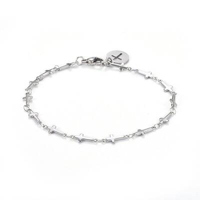 Tarnish Resistant 304 Stainless Steel Cross Link Anklets