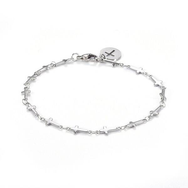 Tarnish Resistant 304 Stainless Steel Cross Link Anklets
